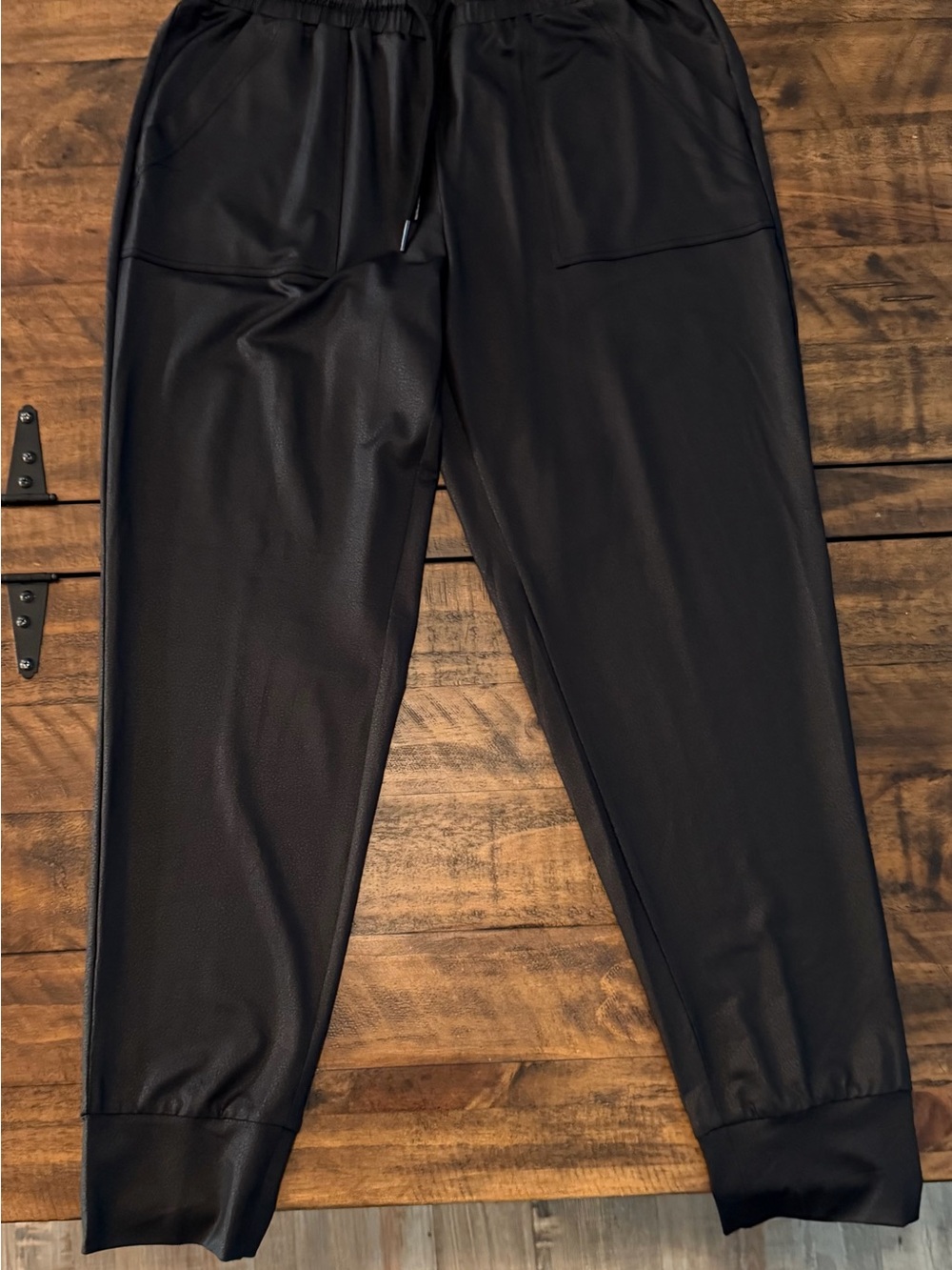 Women’s Black Faux-Leather Jogger Pants - Premium Casual Style
